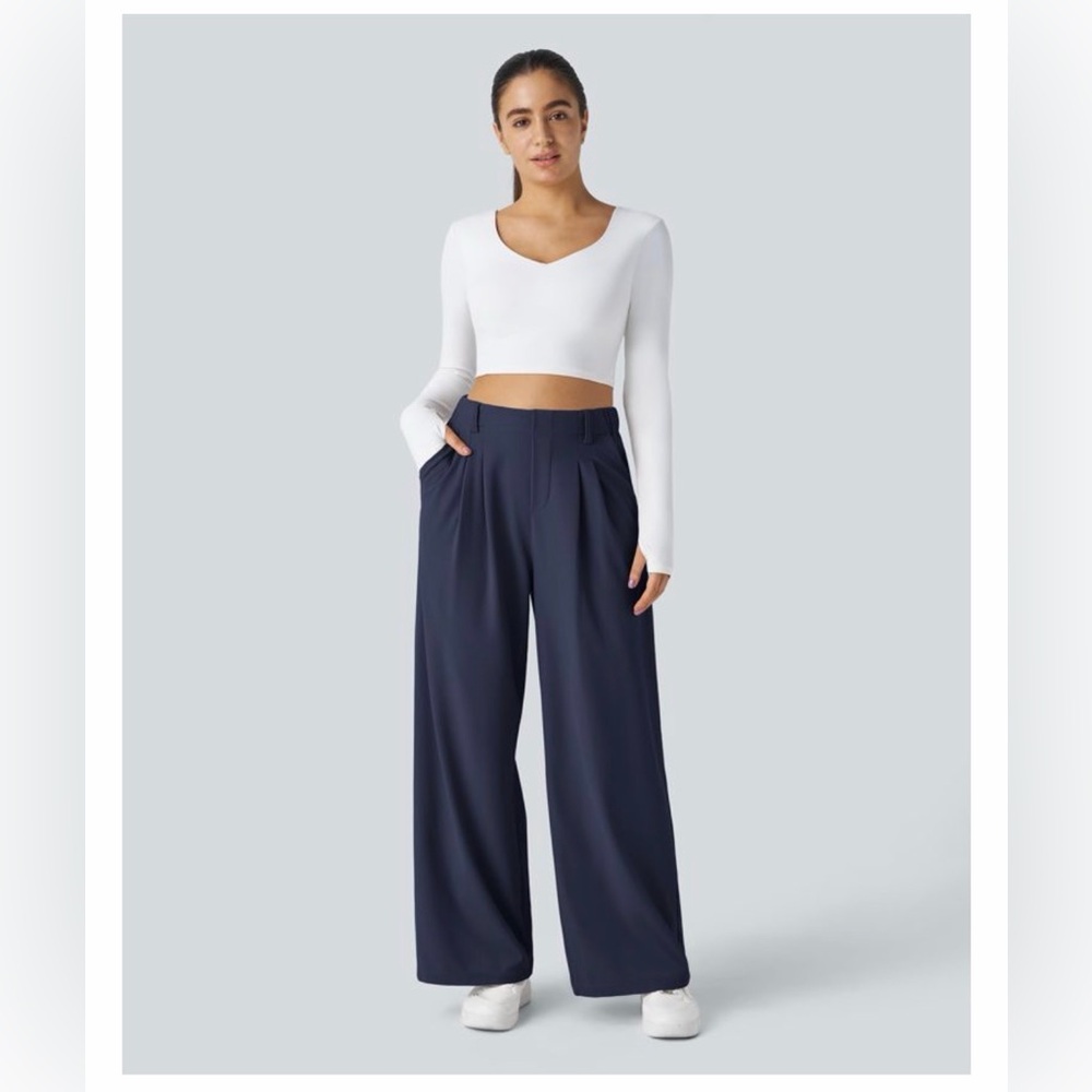 Halara Flex™ High Waisted Pocket Wide Leg Waffle Work Pants